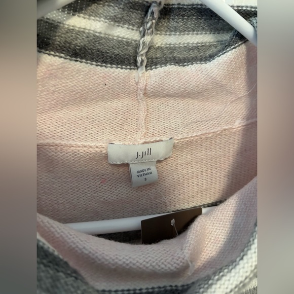 Light pink stripes grey lite weight sweater from J Jill. - Picture 3 of 4